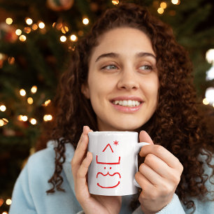 Funny Cute Emoticon Santa Geek Nerd Hett Cocoa Mjö Kaffemugg