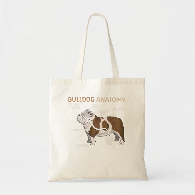Funny Cute English Bulldog Anatomy Tygkasse (Framsidan)