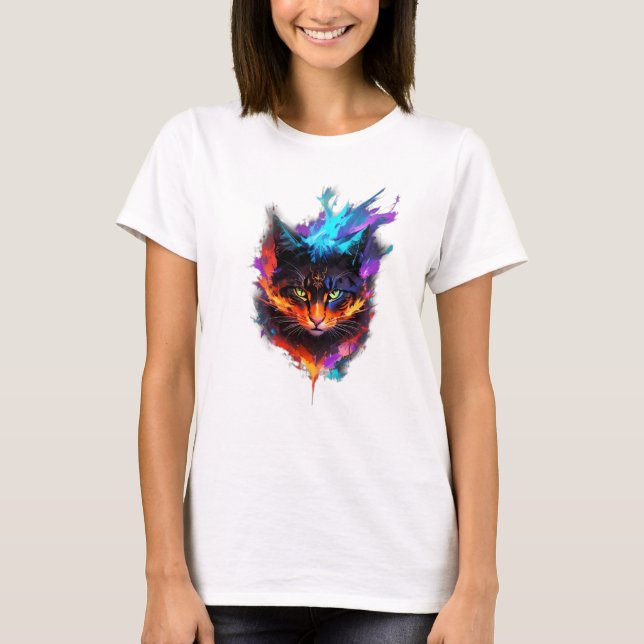 Funny Cute Fire Cat Dream Magic T Shirt (Framsida)
