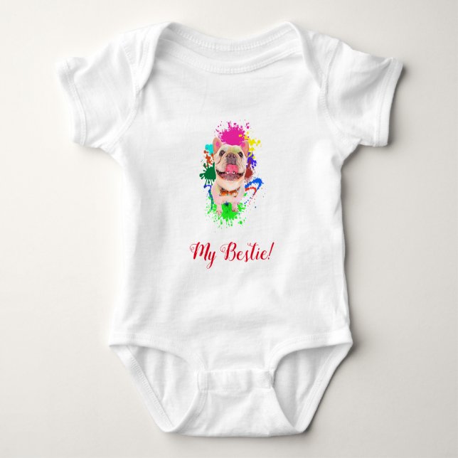 Funny Cute Frenchie Baby Bodykostym T Shirt (Framsida)