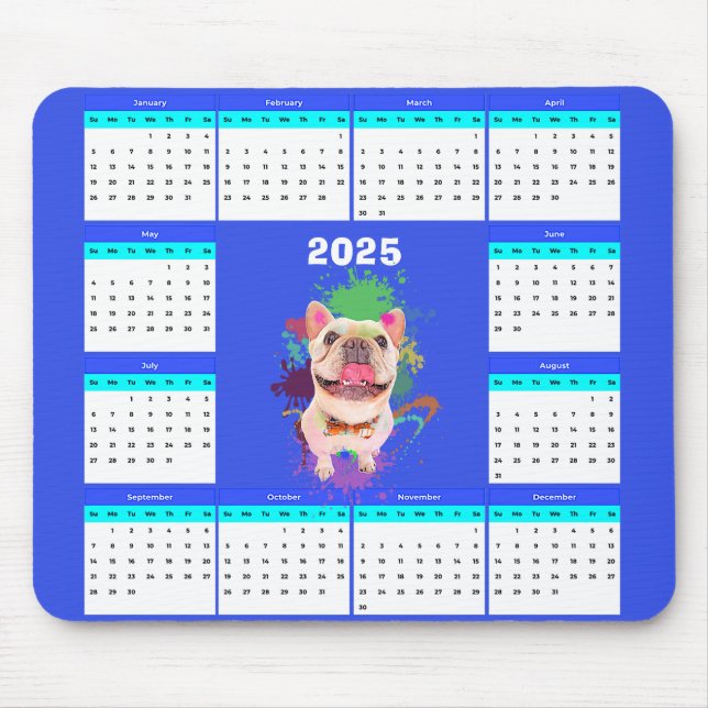 Funny Cute Frenchie Hund Calendar Musmatta (Framsidan)