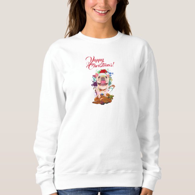 Funny Cute Frenchie Hund Yappy jul T Shirt (Framsida)