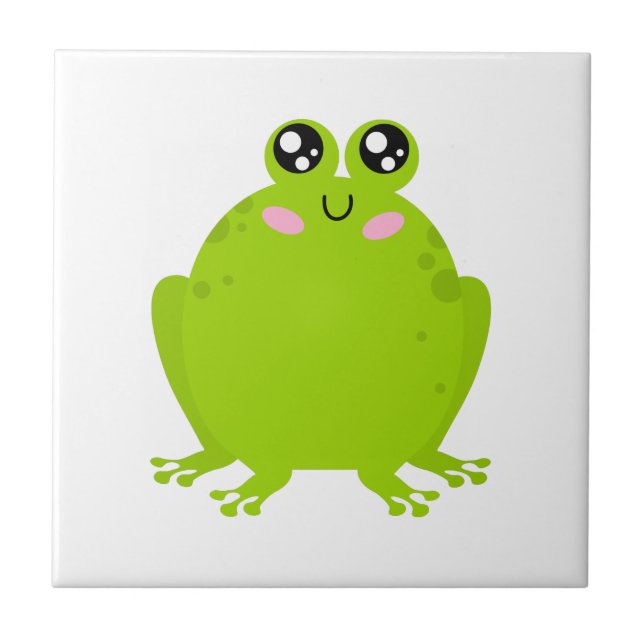 Funny Cute Frog Kakelplatta (Framsidan)