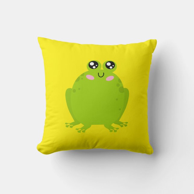 Funny Cute Frog Kudde (Framsida)