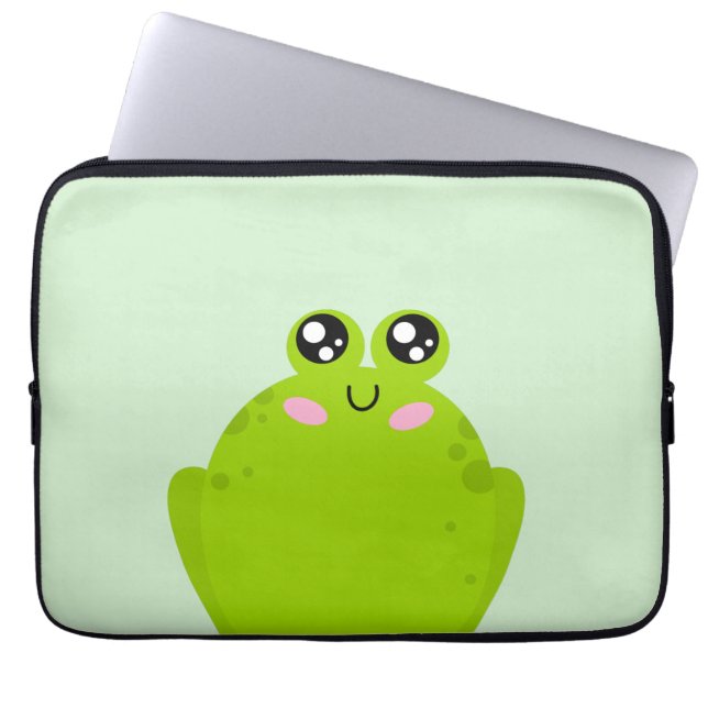 Funny Cute Frog Laptop Fodral (Framsidan)