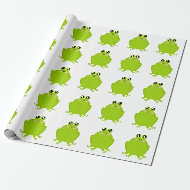 Funny Cute Frog Presentpapper (Utrullad)