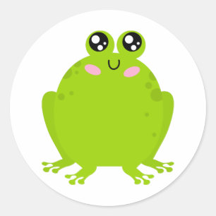 Funny Cute Frog Runt Klistermärke