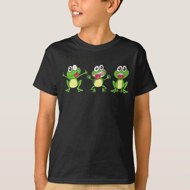 Funny Cute Frogs Jumping and Skapar ansikte T Shirt (Framsida)