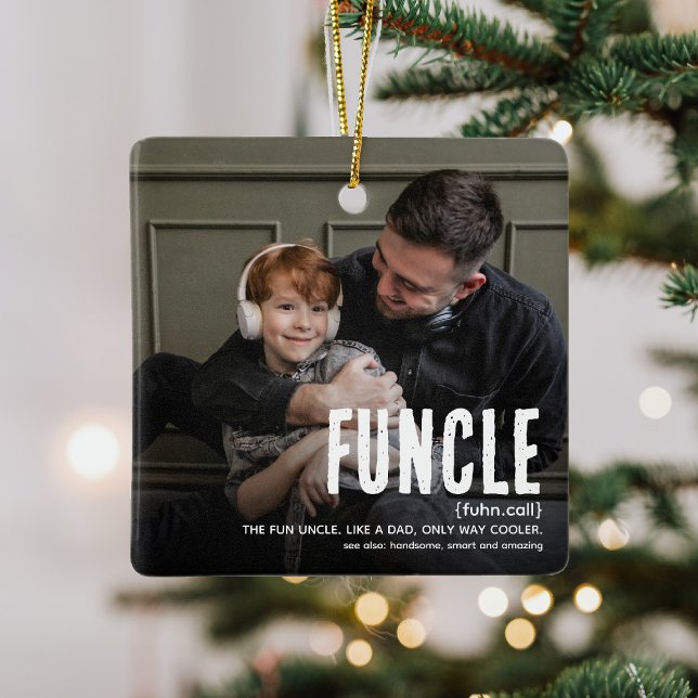 Funny Cute FUNCLE 2 Fotomorbror Jul Julgransprydnad Keramik (Skapare uppladdad)
