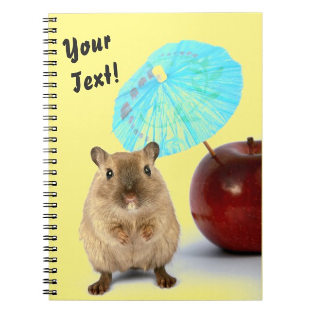 Funny Cute Gerbil Summer Holiday Yellow Your Text Anteckningsbok (Framsidan)