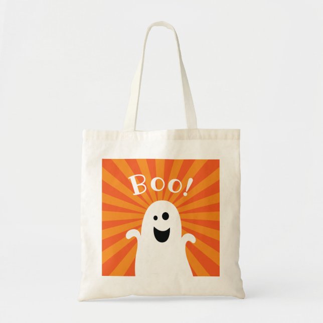 Funny Cute Ghost Boo Halloween Bus eller godis Kid Tygkasse (Framsidan)