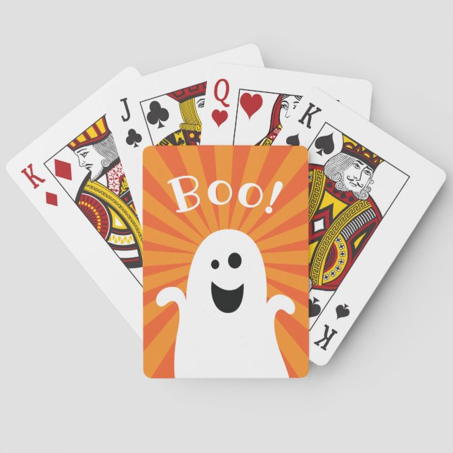 Funny Cute Ghost Boo Spooky Roligt Happy halloween Casinokort (Baksidan)