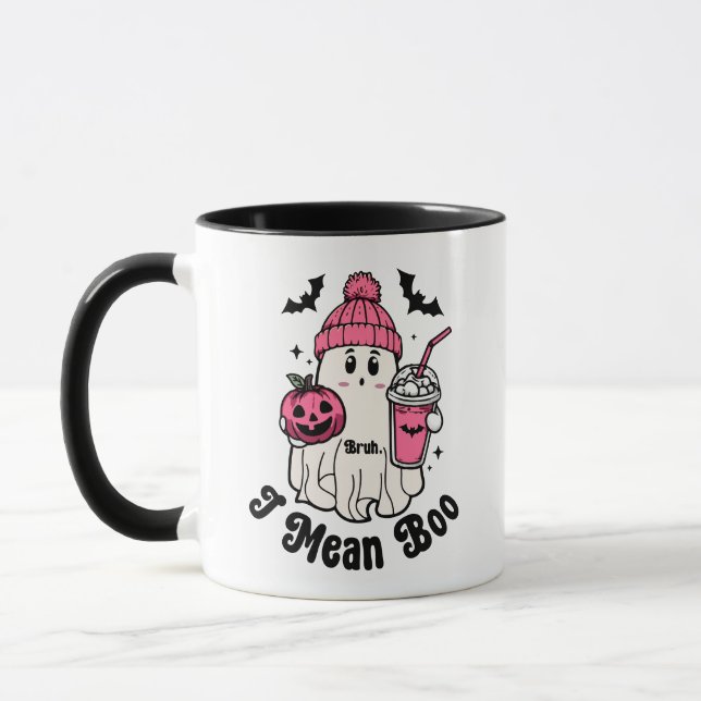 Funny Cute Ghost Bruh I Elak Boo Pumpkin Halloween Mugg (Vänster)