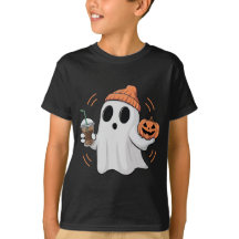 Funny Cute Ghost med Pumpkin & Iced Coffee Hallow