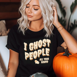 Funny Cute Ghost People Halloween Orange T Shirt