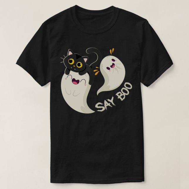 Funny Cute Ghost säger Boo Halloween Costume Manar T Shirt (Design framsida)