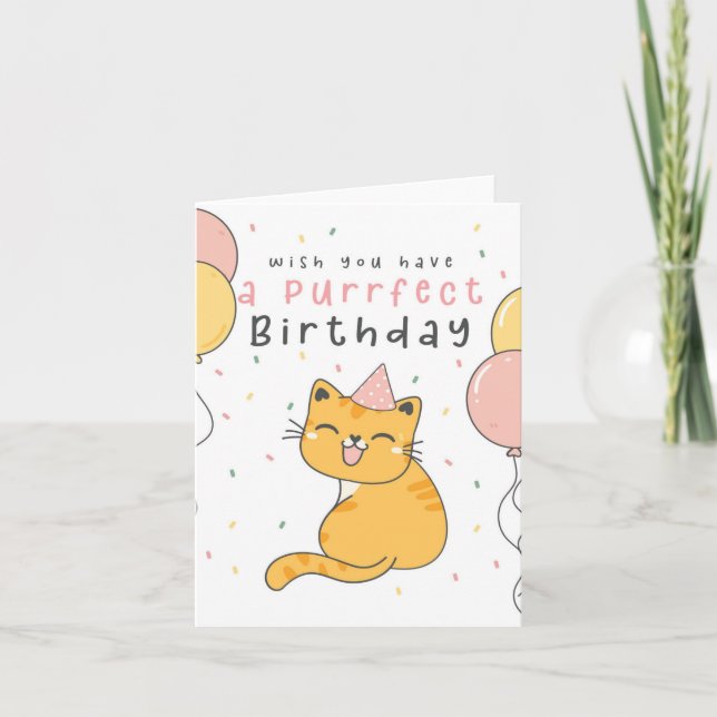 Funny Cute Ginger Cat Kitten Birthday Card Kort (Framsida)