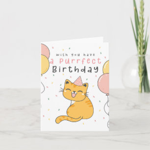Funny Cute Ginger Cat Kitten Birthday Card Kort