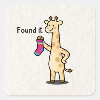 Funny Cute Giraffe Aesthetic  Fyrkantigt Klistermärke