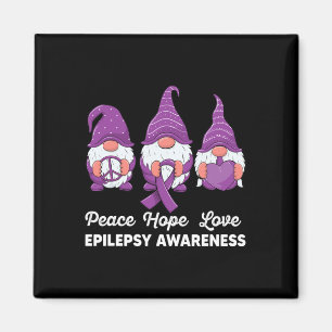 Funny Cute Gnomes Peace Hope Kärlek Epilepsy Aware Magnet