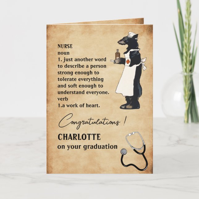 Funny & Cute Grattis Nurse Studenten Kort (Framsida)