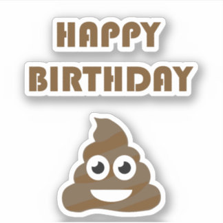 Funny Cute Grattis på födelsedagen Party Poop Emoj Klistermärken