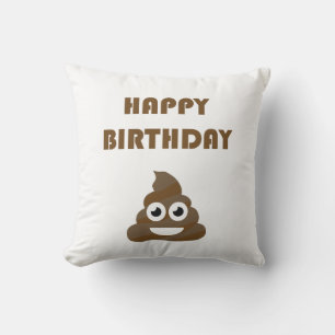 Funny Cute Grattis på födelsedagen Party Poop Emoj Kudde