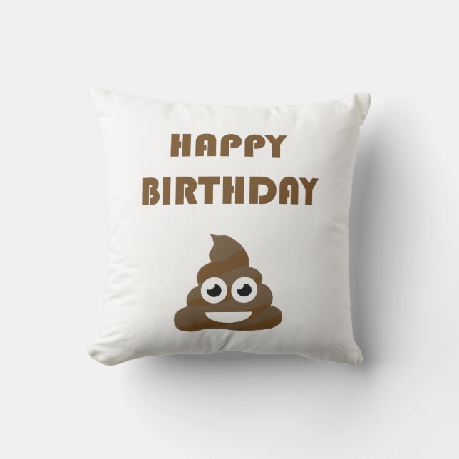 Funny Cute Grattis på födelsedagen Party Poop Emoj Kudde (Framsida)