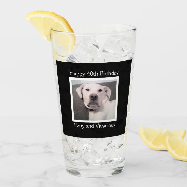 Funny Cute Grumpy White Hund 40:e födelsedagen sva Glaskopp (Framsida Ice)