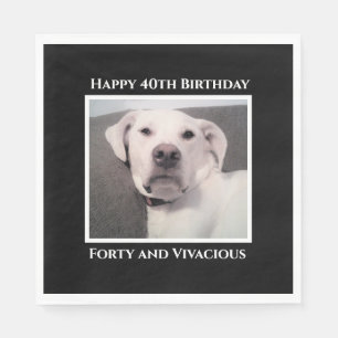 Funny Cute Grumpy White Hund 40:e födelsedagen sva Pappersservett