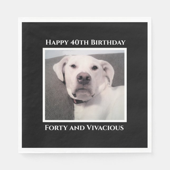 Funny Cute Grumpy White Hund 40:e födelsedagen sva Pappersservett (Framsidan)