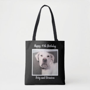 Funny Cute Grumpy White Hund 40:e födelsedagen sva Tygkasse