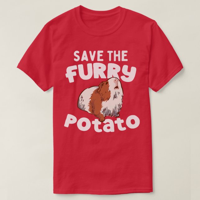 Funny Cute Guinea Pig Save The Furry Potato Premiu T Shirt (Design framsida)
