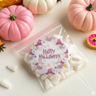 Funny Cute Halloween Mönster med Pumpkins häxa Runt Klistermärke