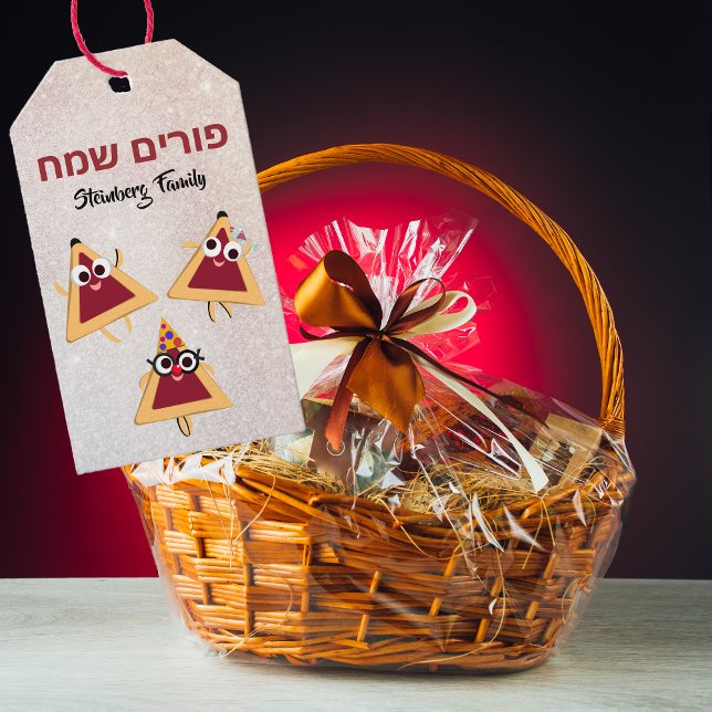 Funny Cute Hamentash Jewish Hebrew Purim Presentetikett (Skapare uppladdad)