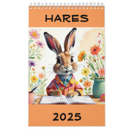 Funny, Cute Hares 2025 Calendar Kalender