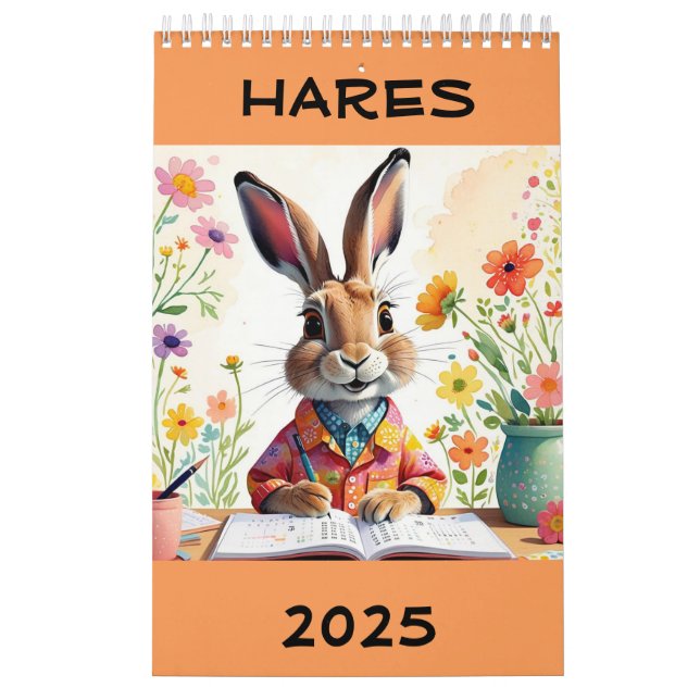 Funny, Cute Hares 2025 Calendar Kalender (Omslag)
