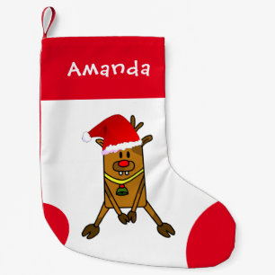 Funny Cute Hjort med Santa Hat Teckning Kids Liten Julstrumpa