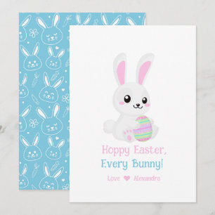 Funny Cute Hoppy Påsk Varje Bunny Himlar Blue Julkort