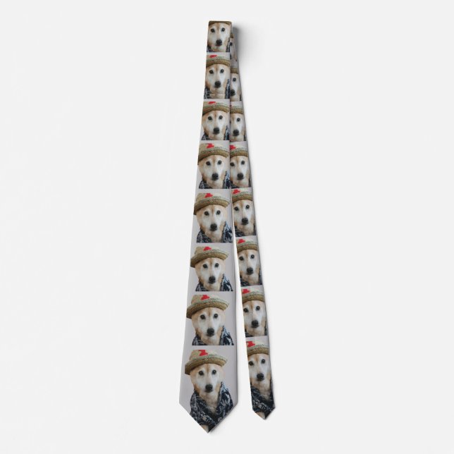 FUNNY CUTE HUND DRESSET PAINTING GRÅTT NECK TIE SLIPS (Framsida)