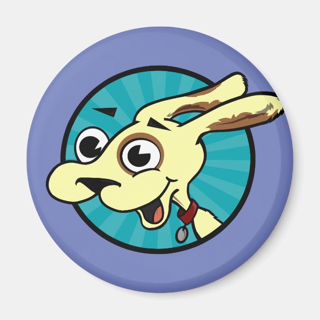 FUNNY CUTE HUND ROUND MAGNET (Framsidan)