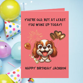 Funny Cute Hund Simple Birthday Hälsning Kort