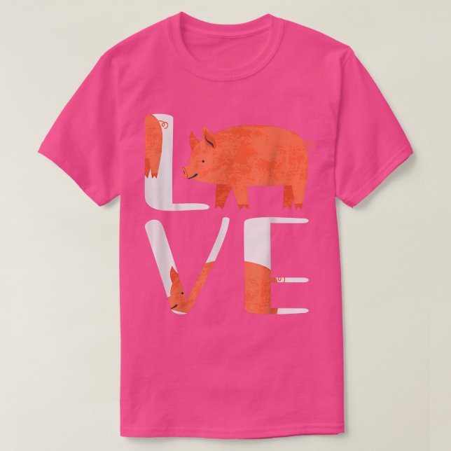 Funny Cute I Love Pig Shirt Farm  T (Design framsida)