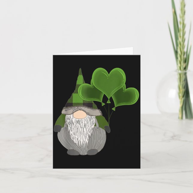 Funny Cute Irish Gnome St Patricks Day Heart Ballo Kort (Framsida)