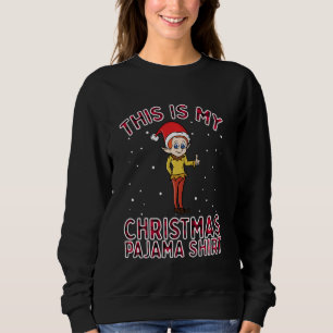 Funny Cute jul Elf Pajamas Wearing Santa Hat T Shirt