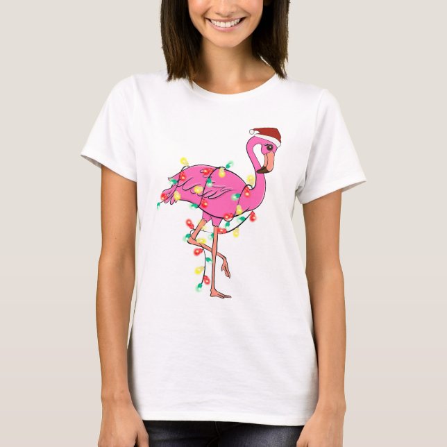 Funny Cute jul Flamingo T Shirt (Framsida)
