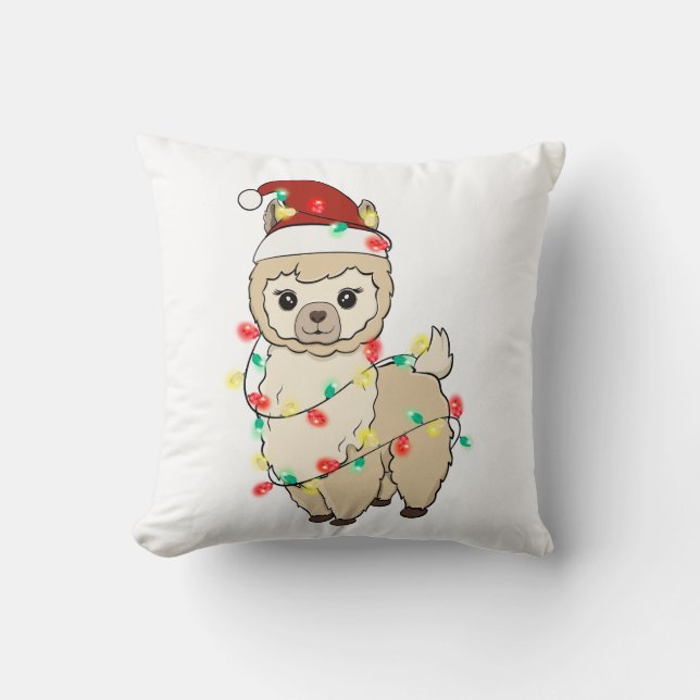 Funny Cute jul Llama Kudde (Framsida)