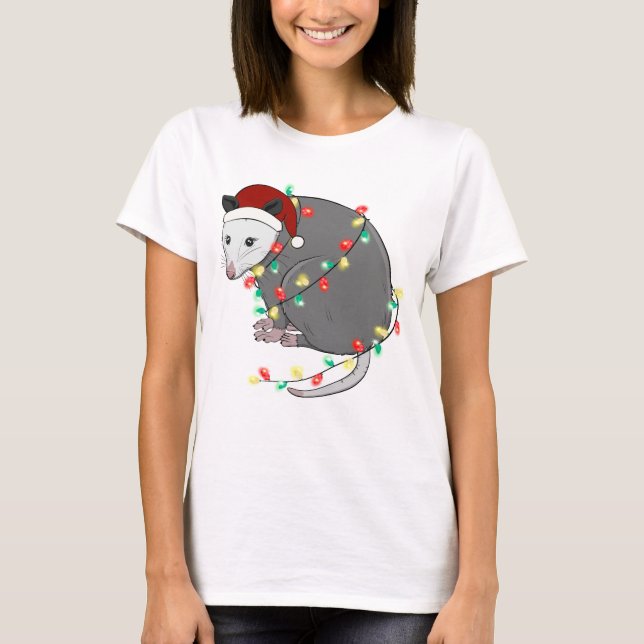 Funny Cute Jul Opossum T Shirt (Framsida)