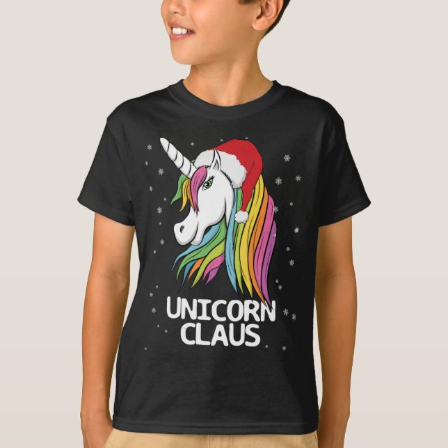 Funny Cute jul - Unicorn Claus Santa T Shirt (Framsida)