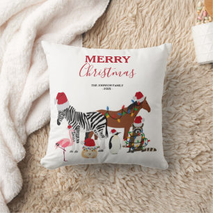 Funny Cute-juldjur Santa Hats Ljus Kudde